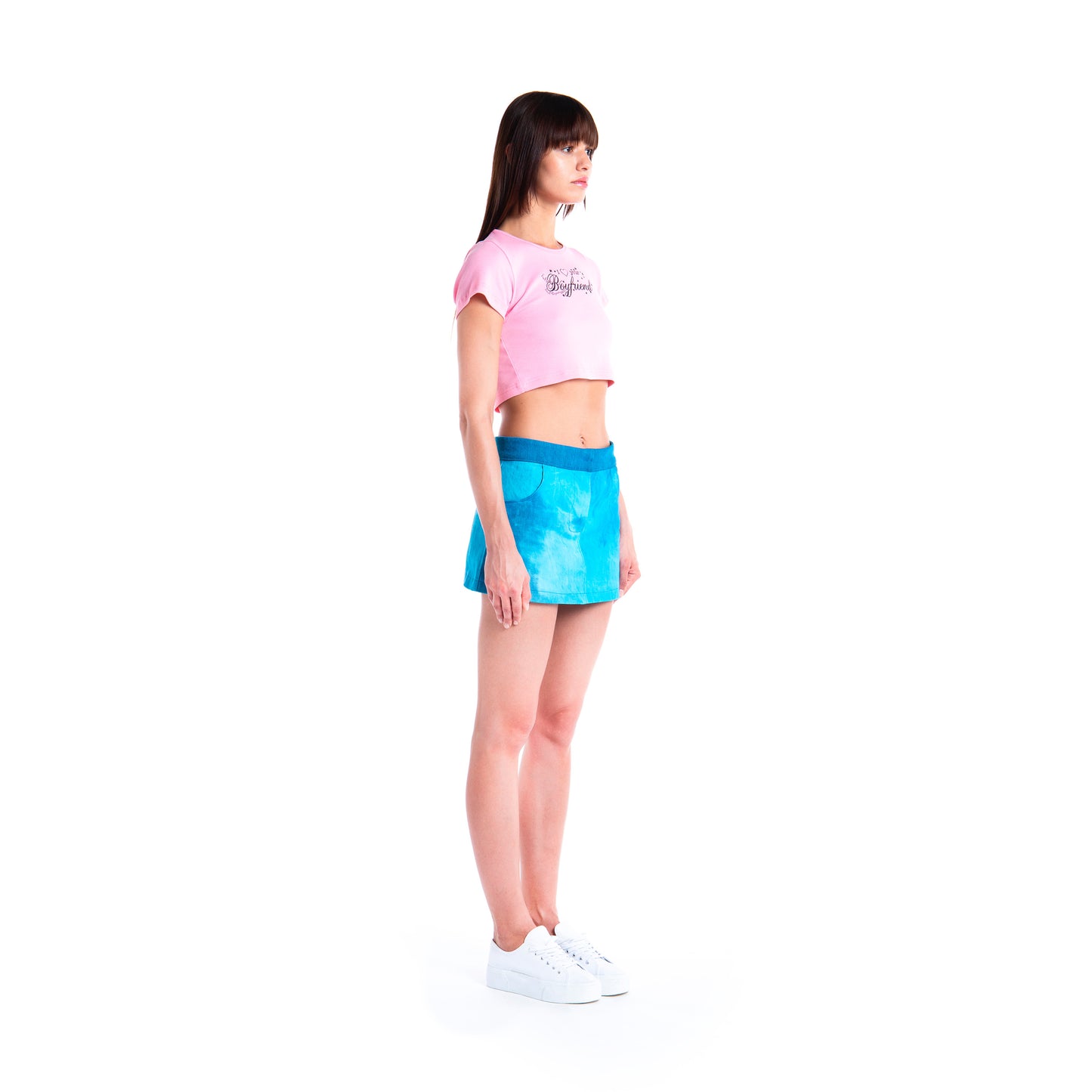 Denim washed blue skirt