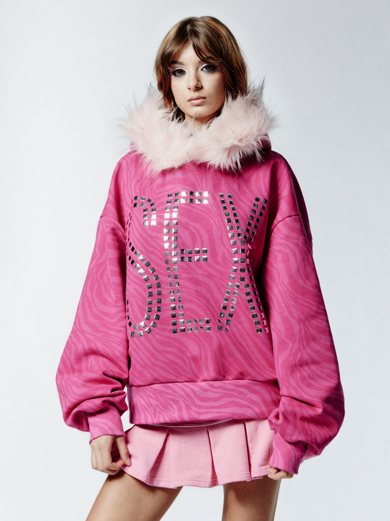S3XY HOODIE ZEBRA PINK