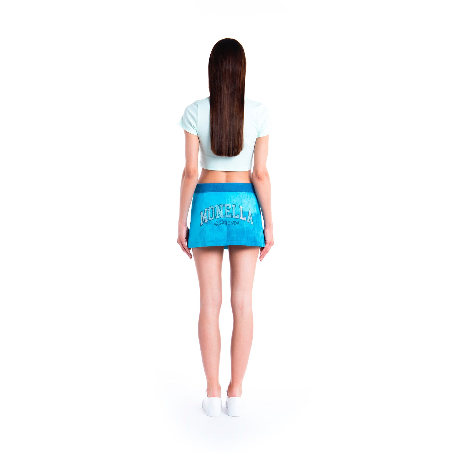 Denim washed blue skirt
