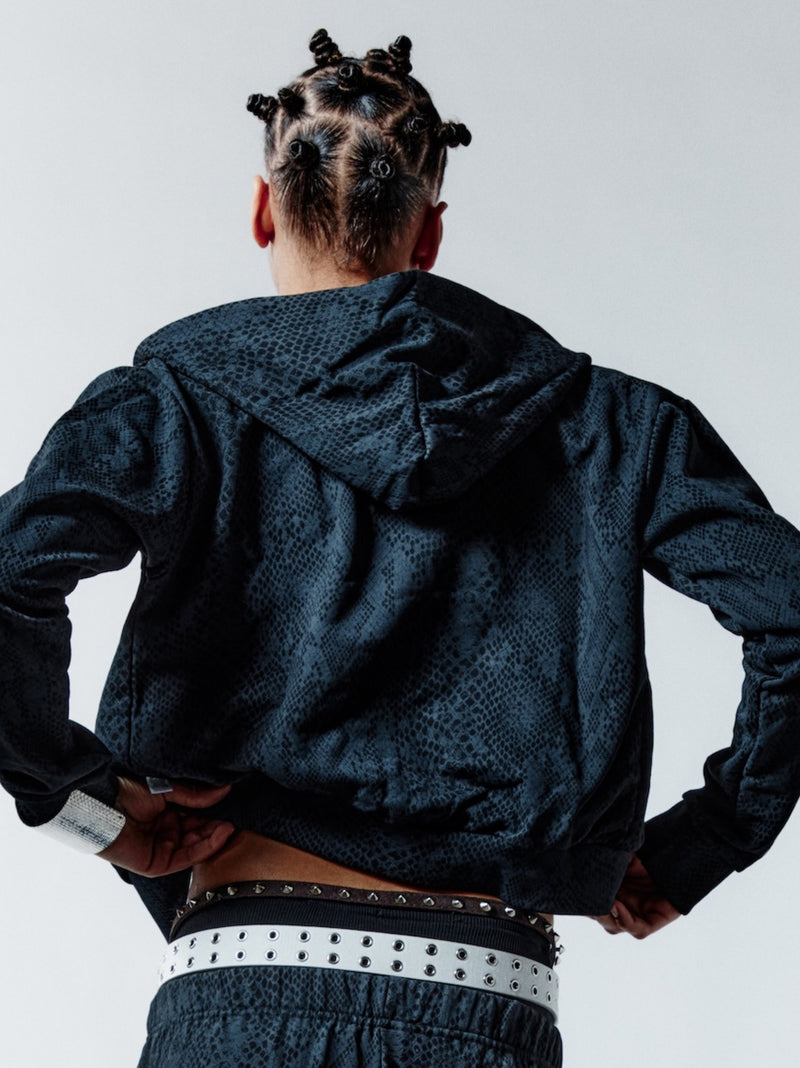 Phyton Crop Zip Hoodie black