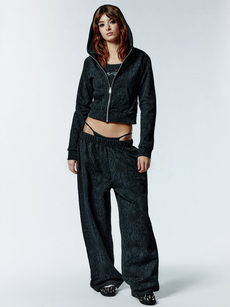 Phyton Crop Zip Hoodie black