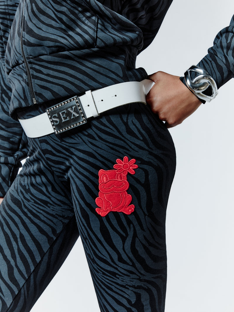 ZEBRA BITE FLARE PANTS - BLACK