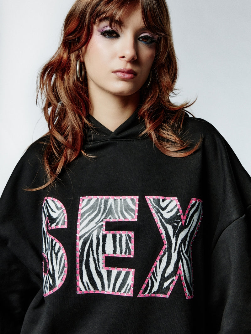 S3XY HOODIE ZEBRA BLACK