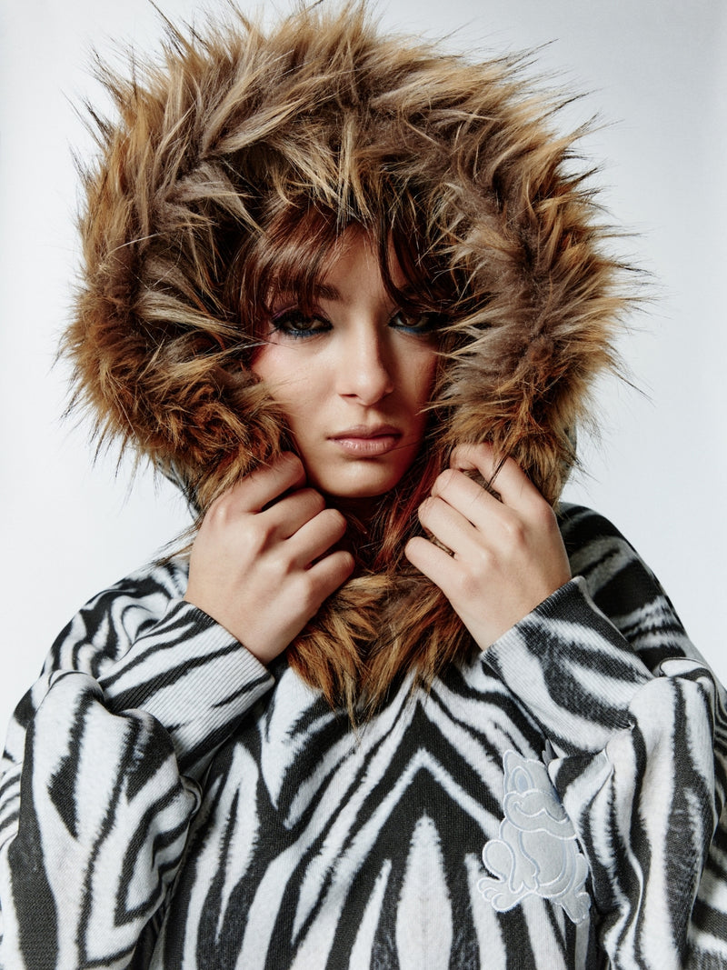 FUR ZEBRA HOODIE