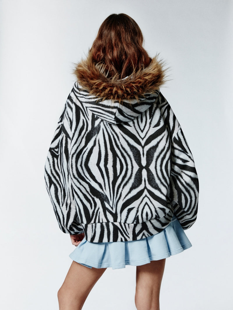 FUR ZEBRA HOODIE