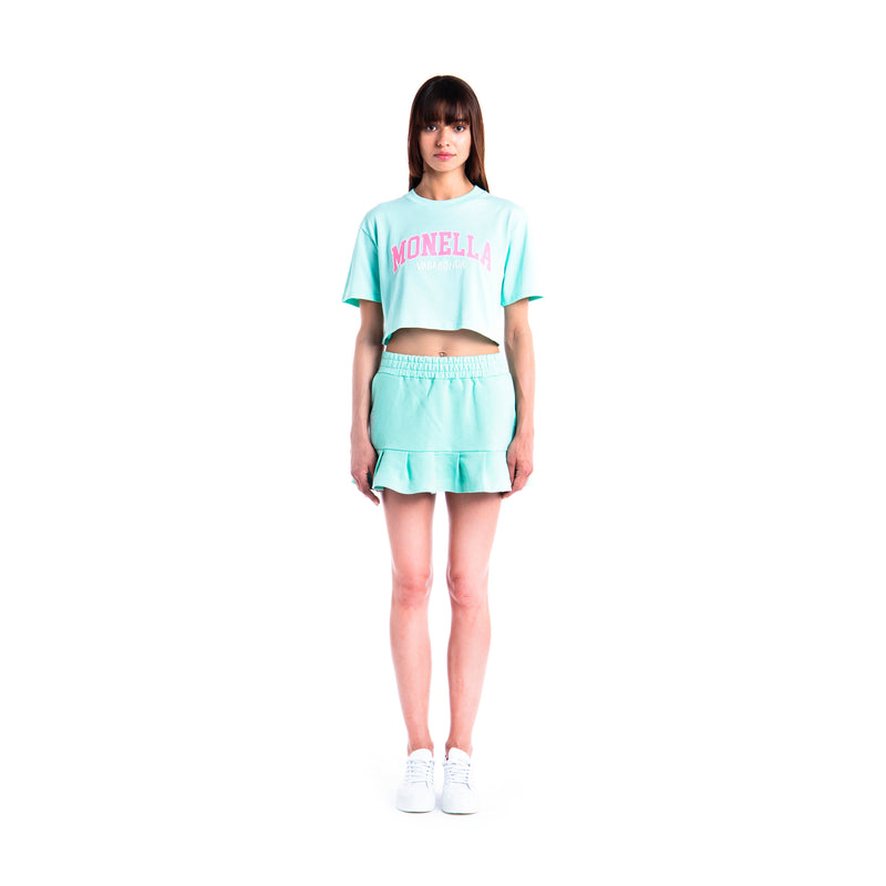 T-shirt crop Monella College - verde acqua