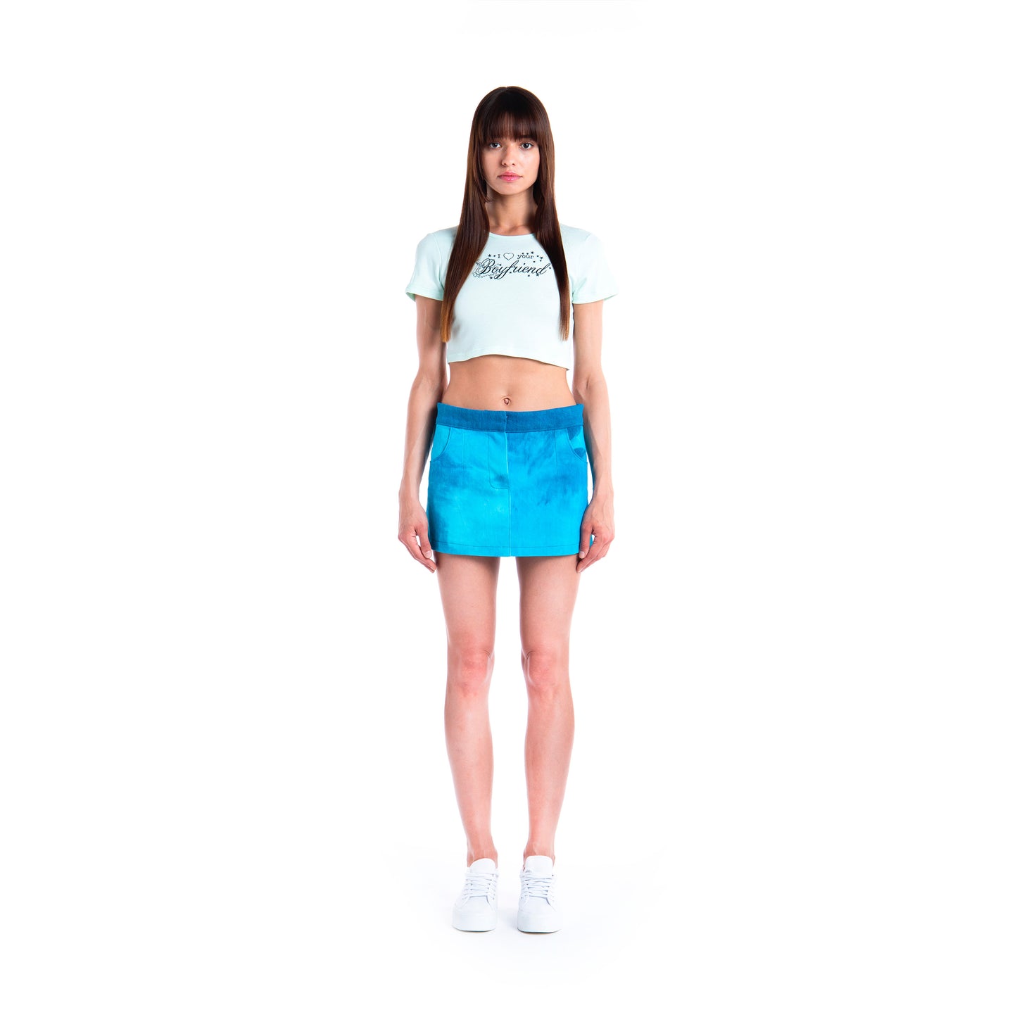 Denim washed blue skirt