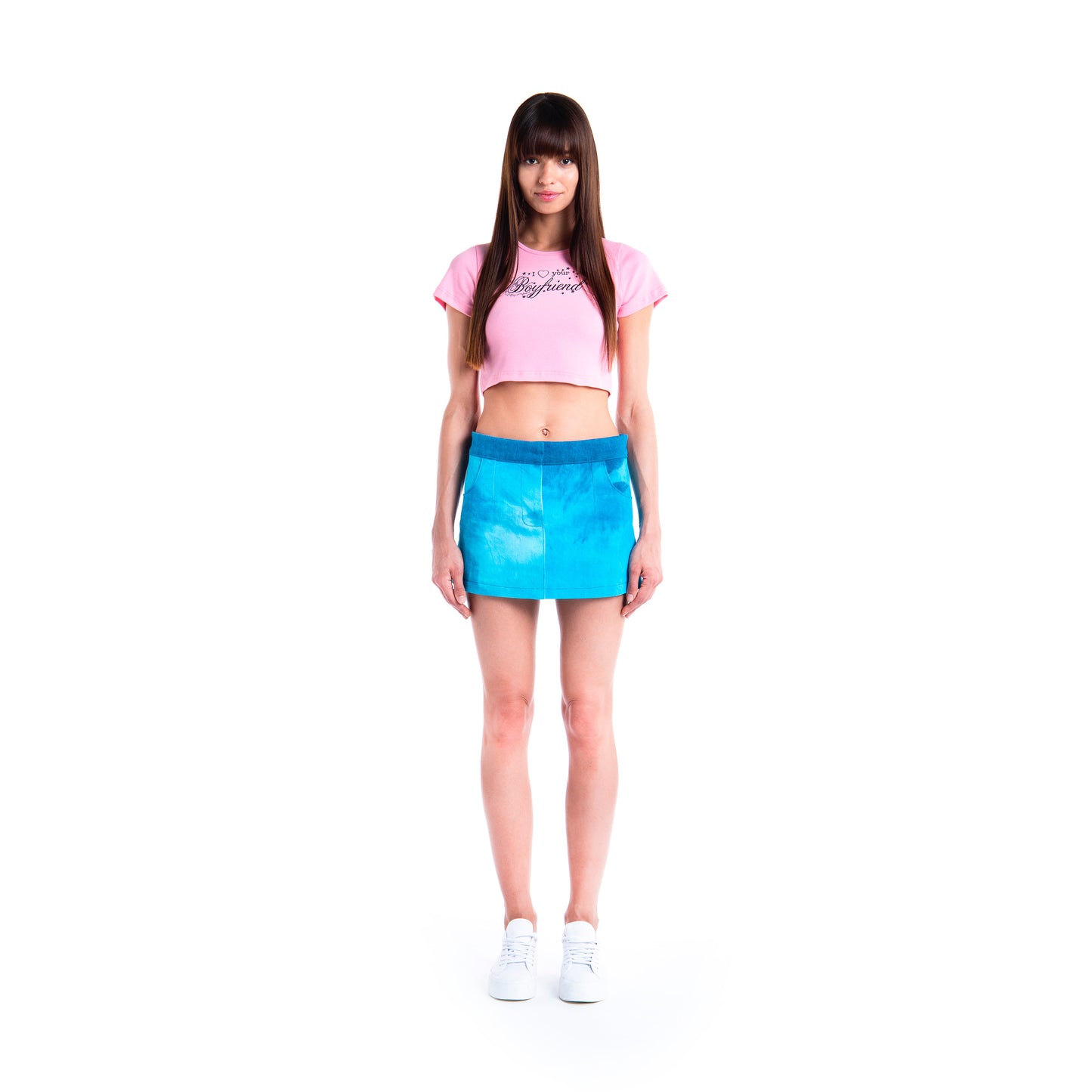 Denim washed blue skirt