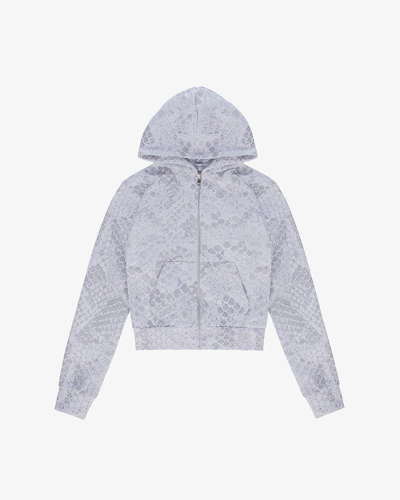 Phyton Crop Zip Hoodie off white