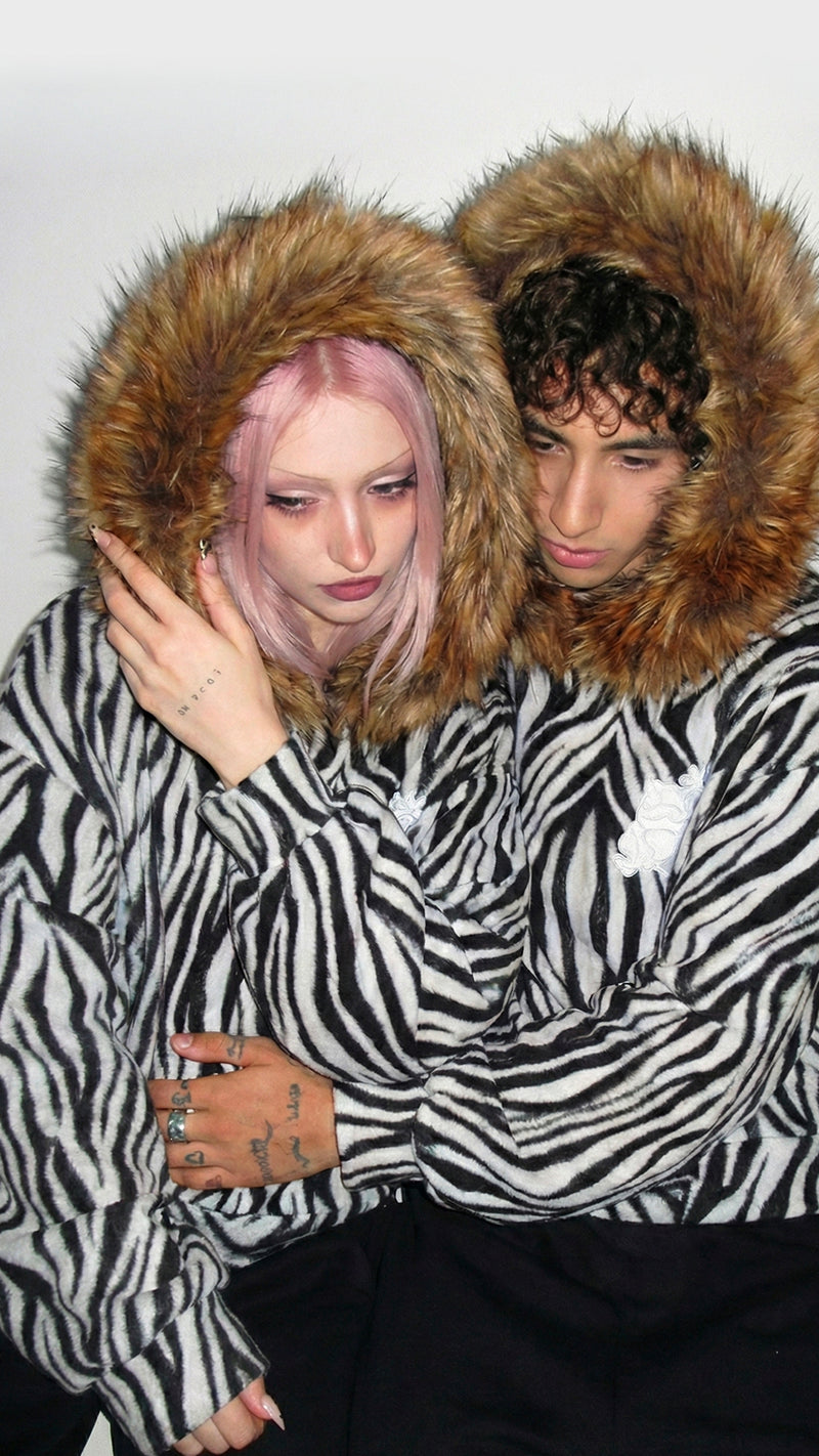 FUR ZEBRA HOODIE