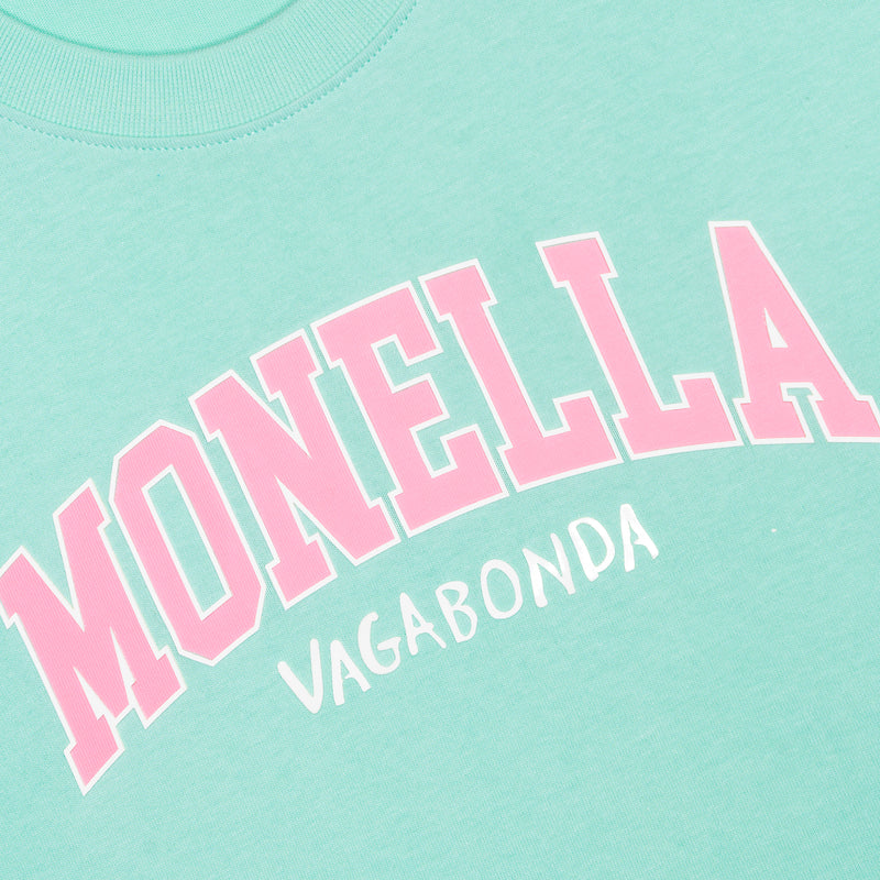 T-shirt crop Monella College - verde acqua