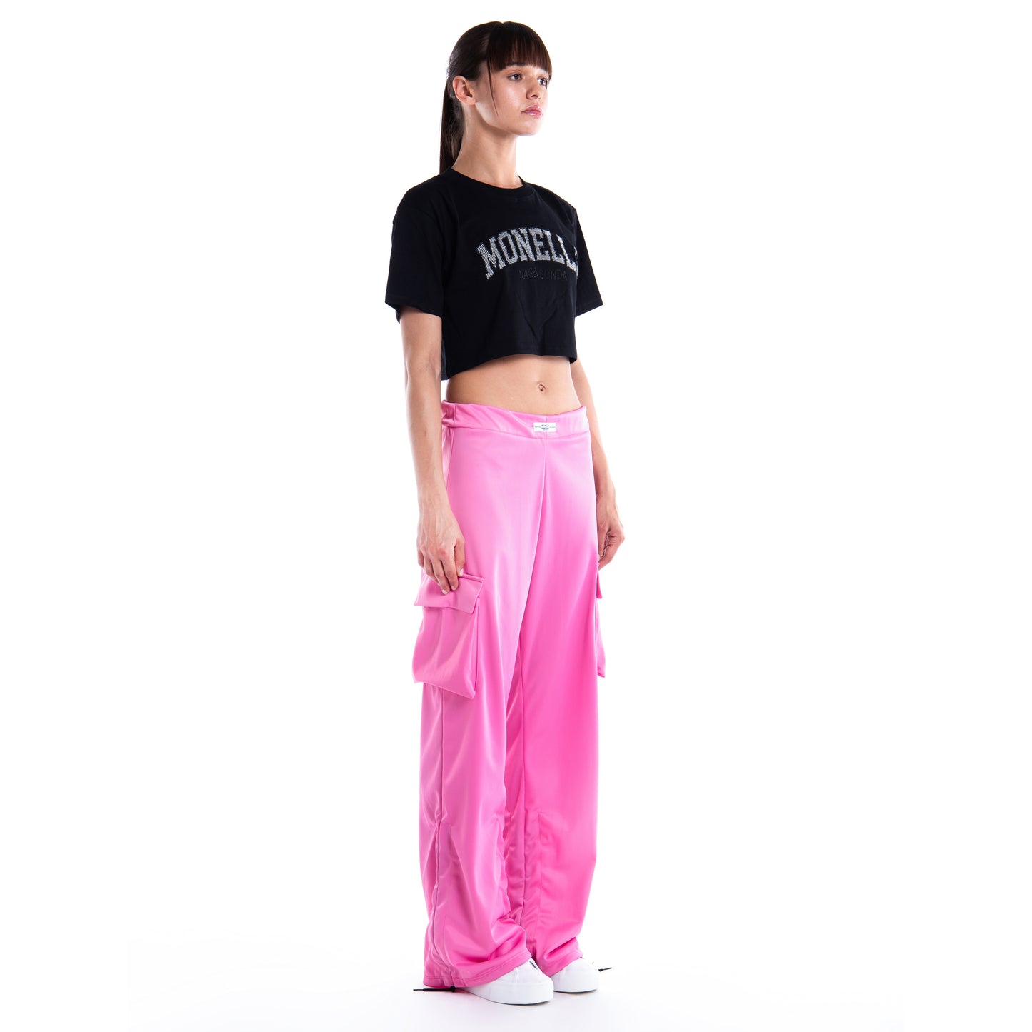 Monella Crystal Crop t-shirt - Nero