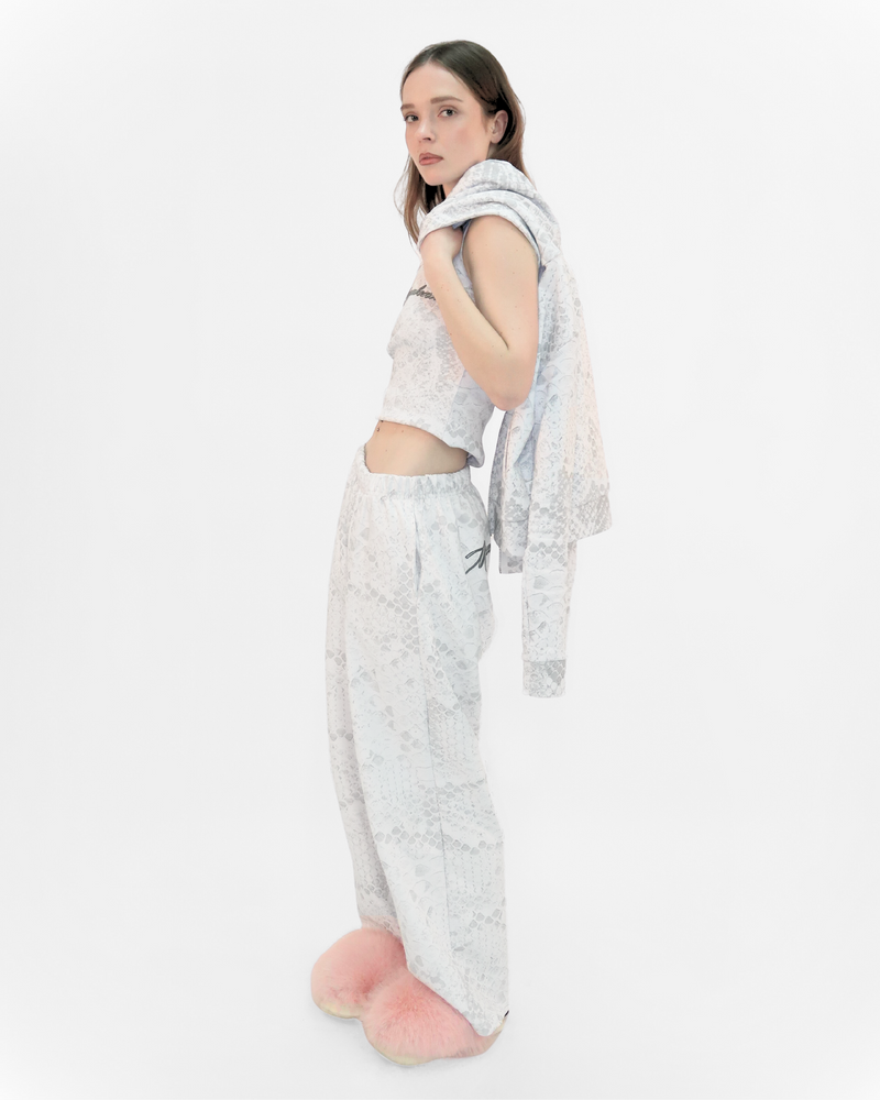 Phyton Crop Zip Hoodie off white