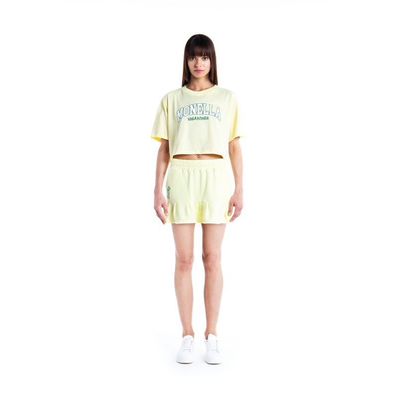 T-shirt crop Monella College - Giallo