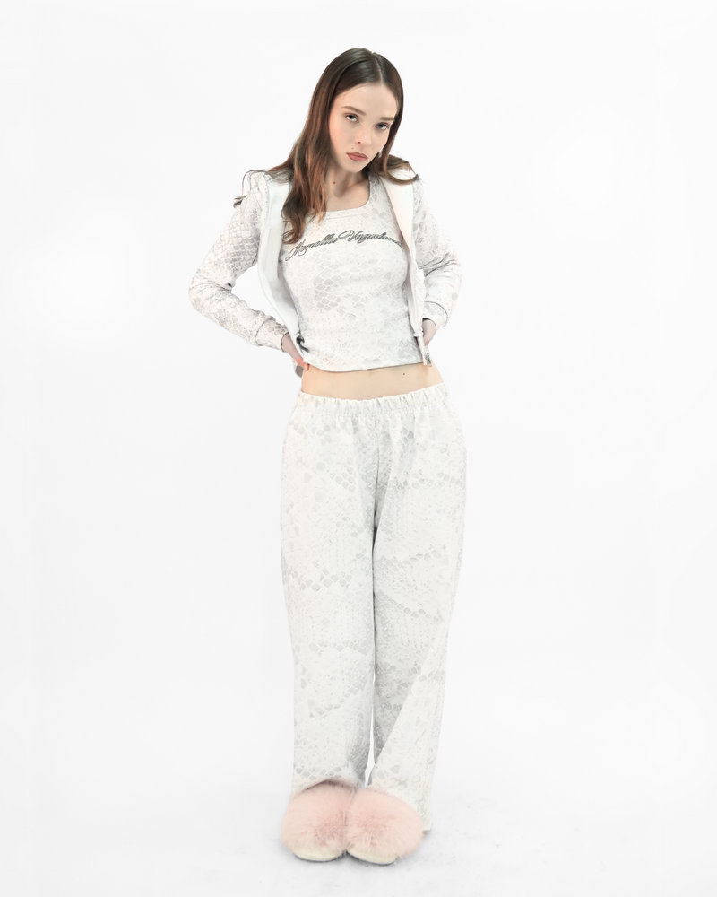 Phyton Crop Zip Hoodie off white