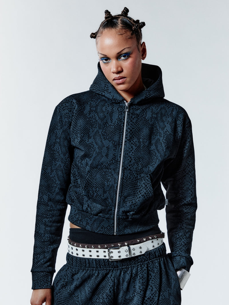 Phyton Crop Zip Hoodie black