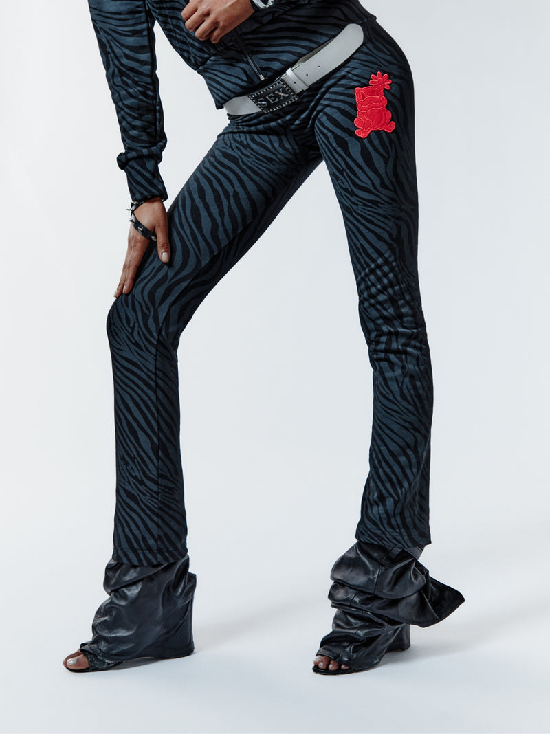 ZEBRA BITE FLARE PANTS - BLACK
