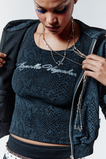 Phyton Crop Zip Hoodie black