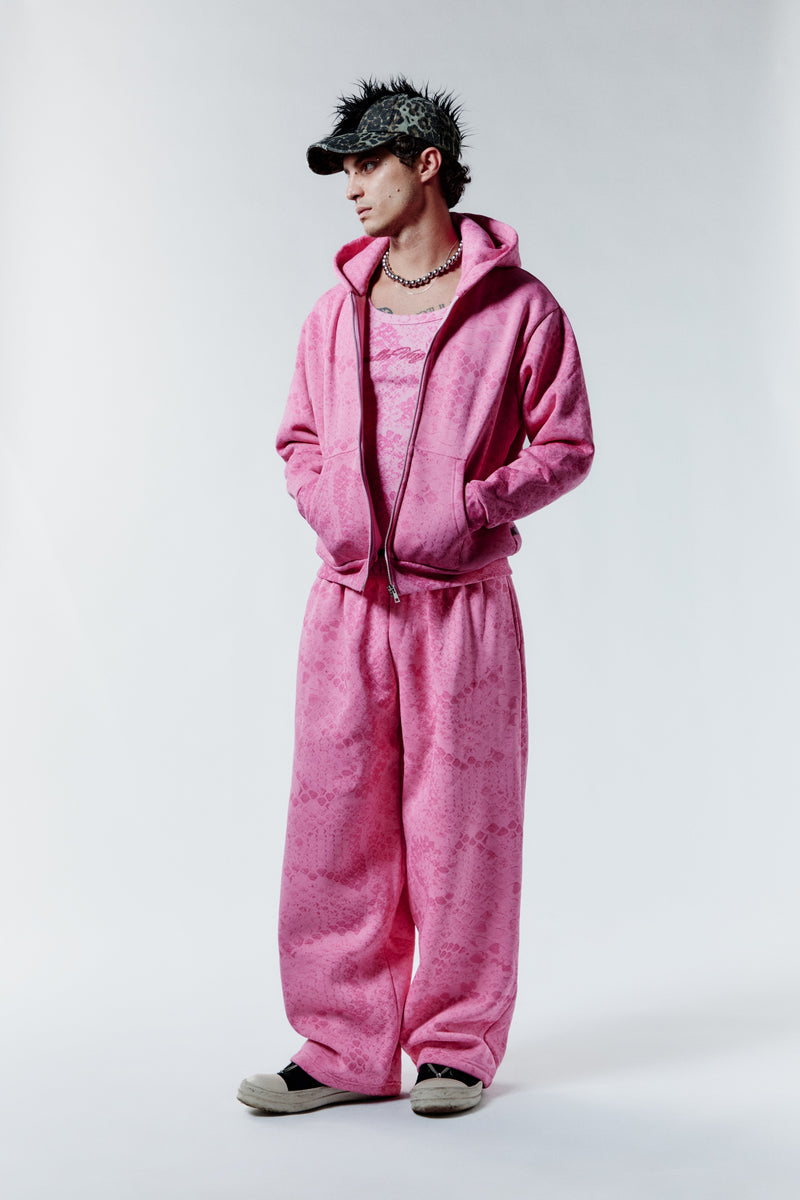 Phyton Crop Zip Hoodie baby pink