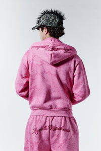 Phyton Crop Zip Hoodie baby pink