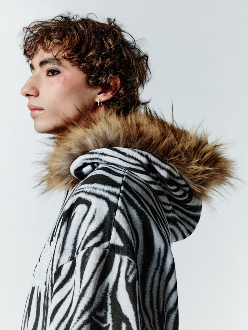 FUR ZEBRA HOODIE