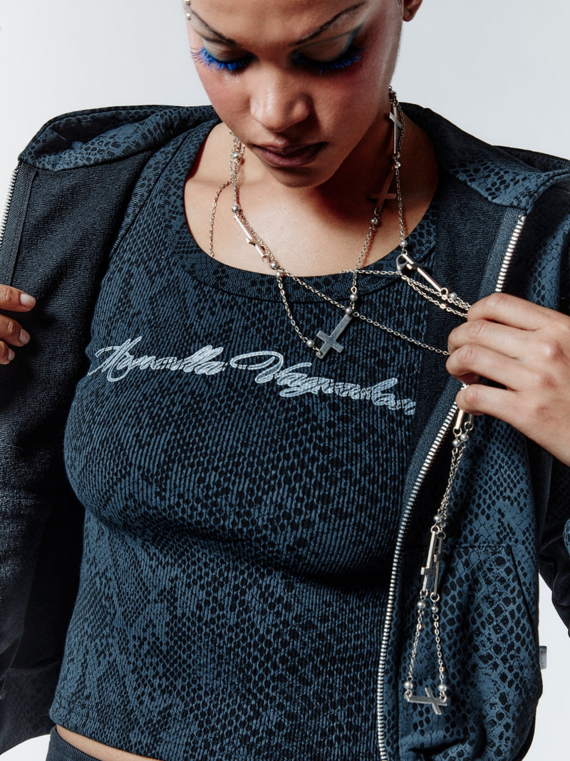 Phyton Crop Zip Hoodie black