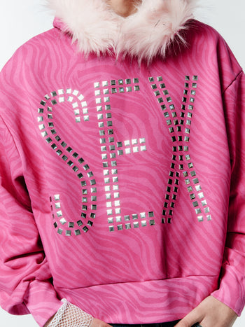 S3XY HOODIE ZEBRA PINK