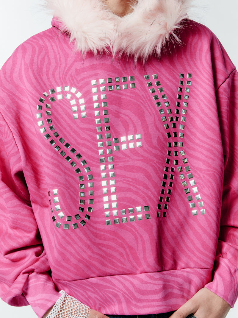 S3XY HOODIE ZEBRA PINK