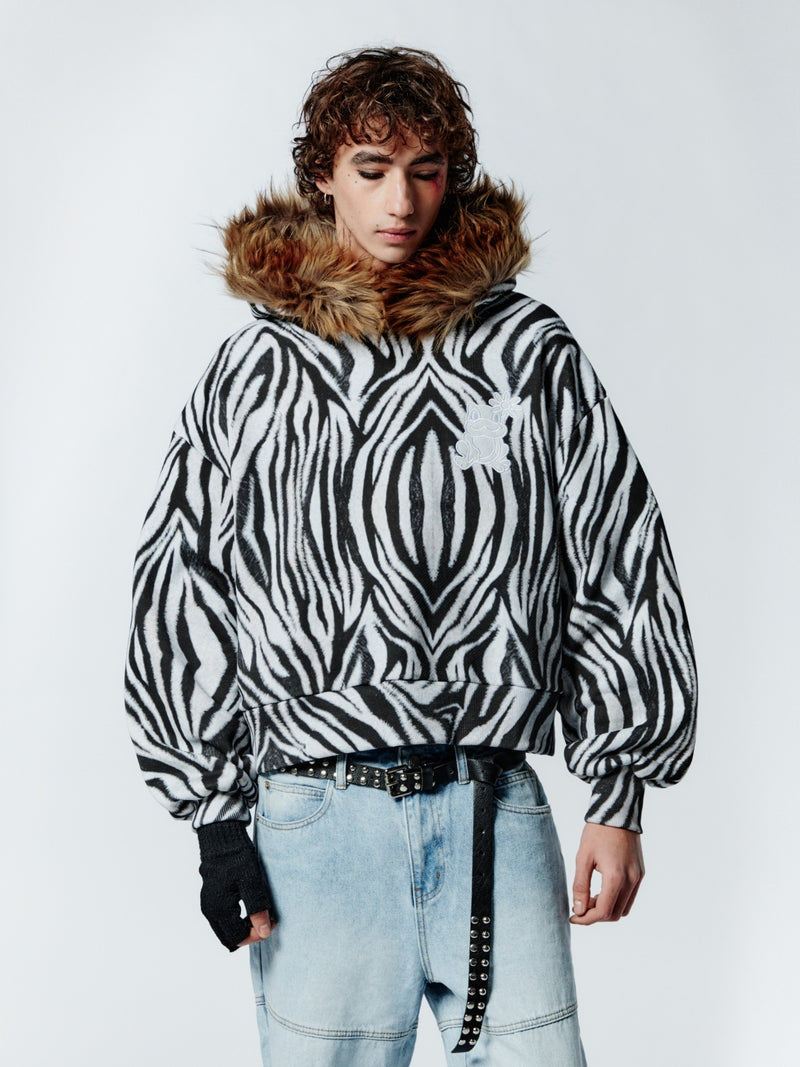 FUR ZEBRA HOODIE