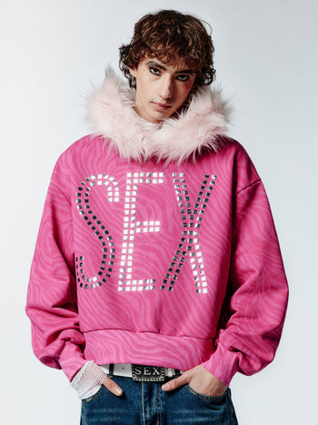 S3XY HOODIE ZEBRA PINK