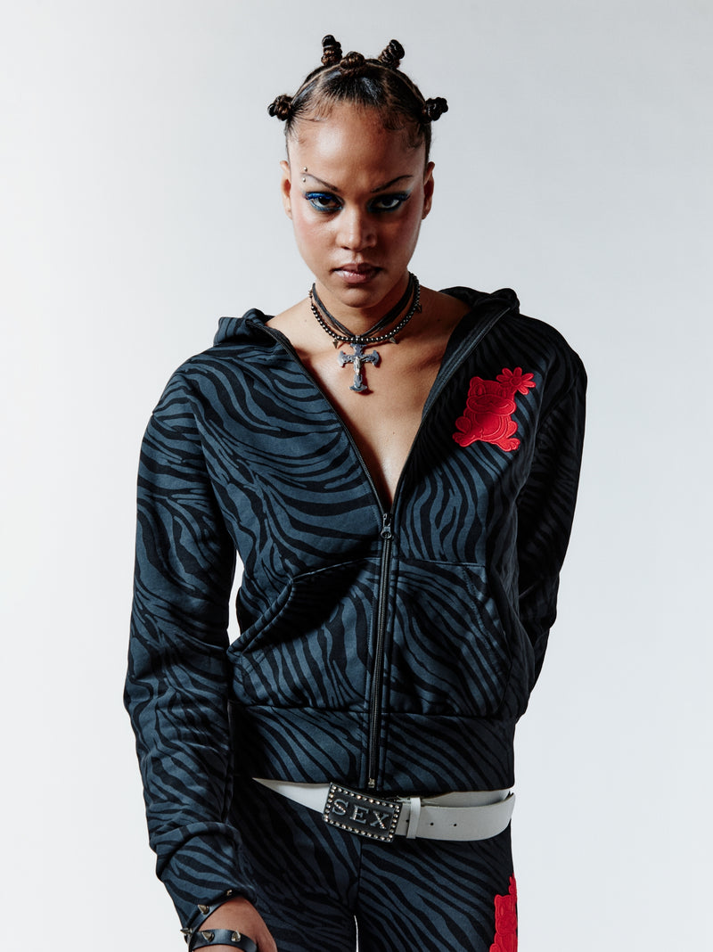 ZEBRA BITE HOODIE - BLACK