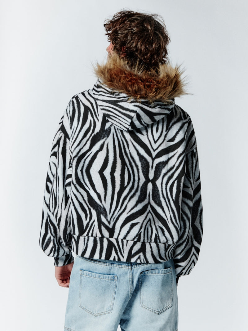 FUR ZEBRA HOODIE
