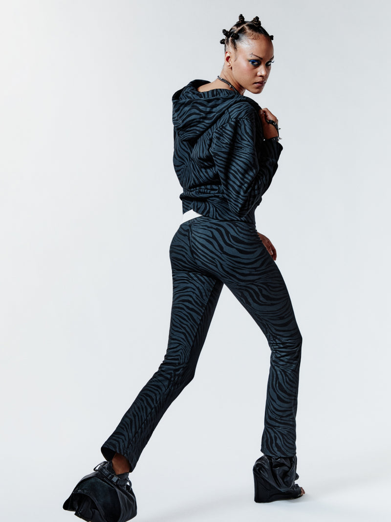 ZEBRA BITE FLARE PANTS - BLACK