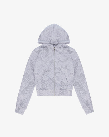 Phyton Crop Zip Hoodie off white