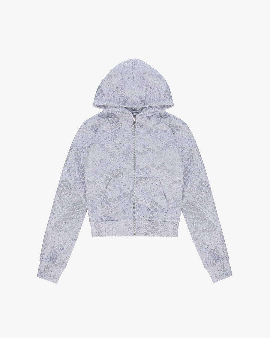 Phyton Crop Zip Hoodie off white