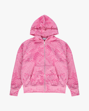 Phyton Crop Zip Hoodie baby pink