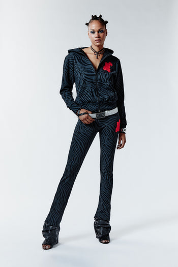 ZEBRA BITE FLARE PANTS - BLACK