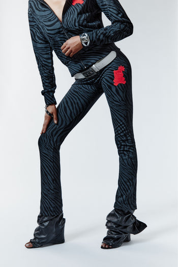 ZEBRA BITE FLARE PANTS - BLACK