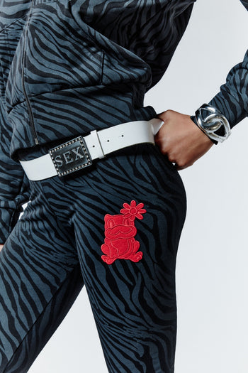 ZEBRA BITE FLARE PANTS - BLACK