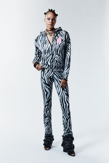ZEBRA BITE FLARE PANTS - WHITE
