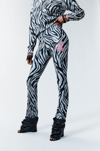 ZEBRA BITE FLARE PANTS - WHITE