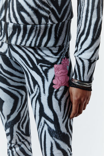 ZEBRA BITE FLARE PANTS - WHITE