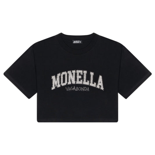 Monella Crystal Crop t-shirt - Nero