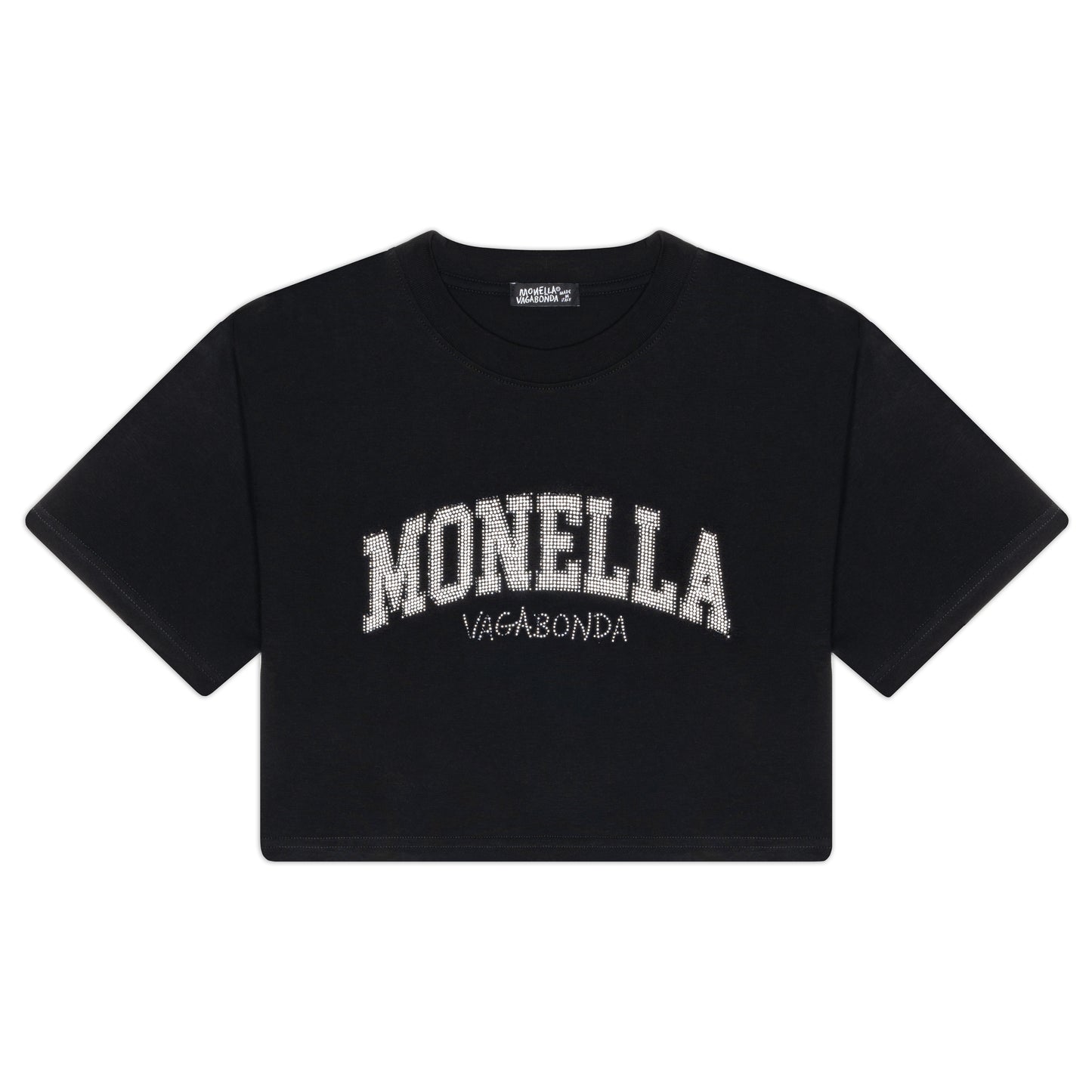 Monella Crystal Crop t-shirt - Nero