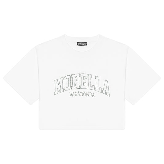 Monella Crystal Crop t-shirt - Bianco