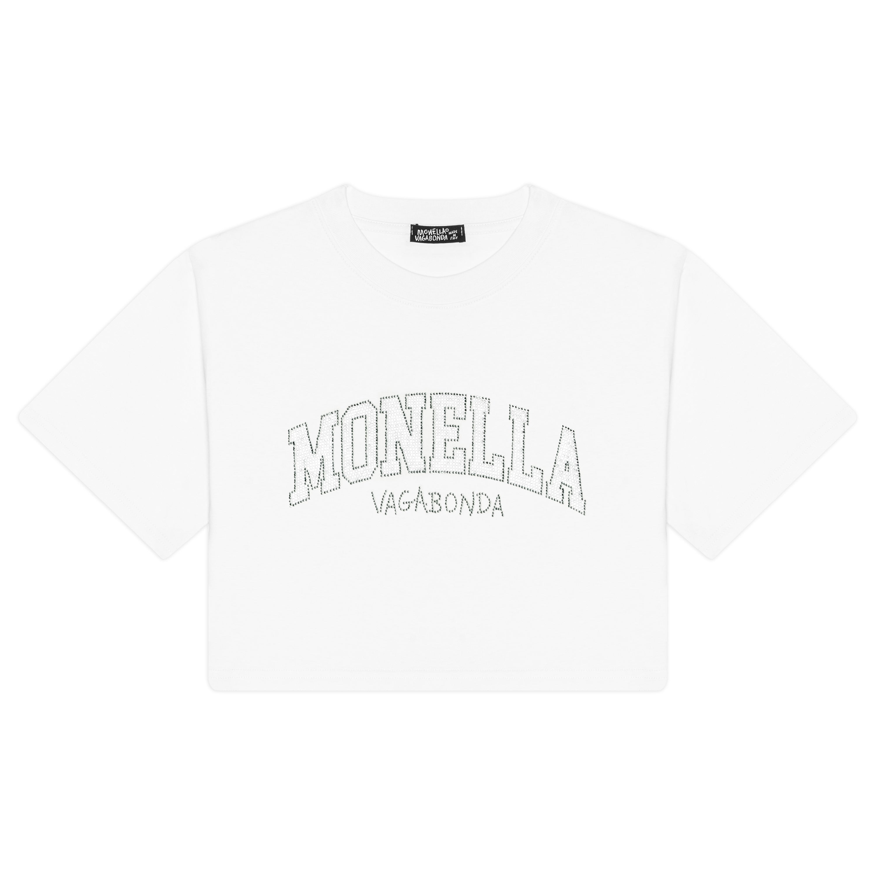 Monella Crystal Crop t-shirt - Bianco