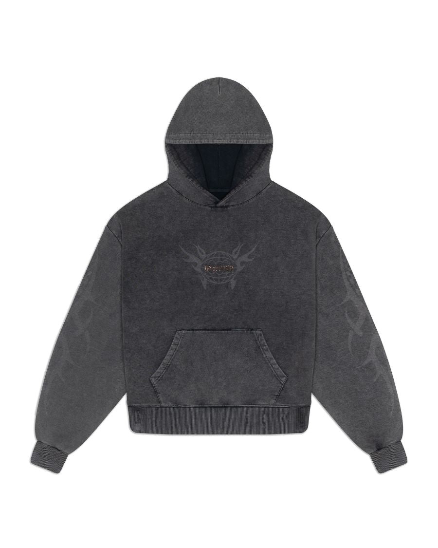 Flame Hoodie - Washed Black