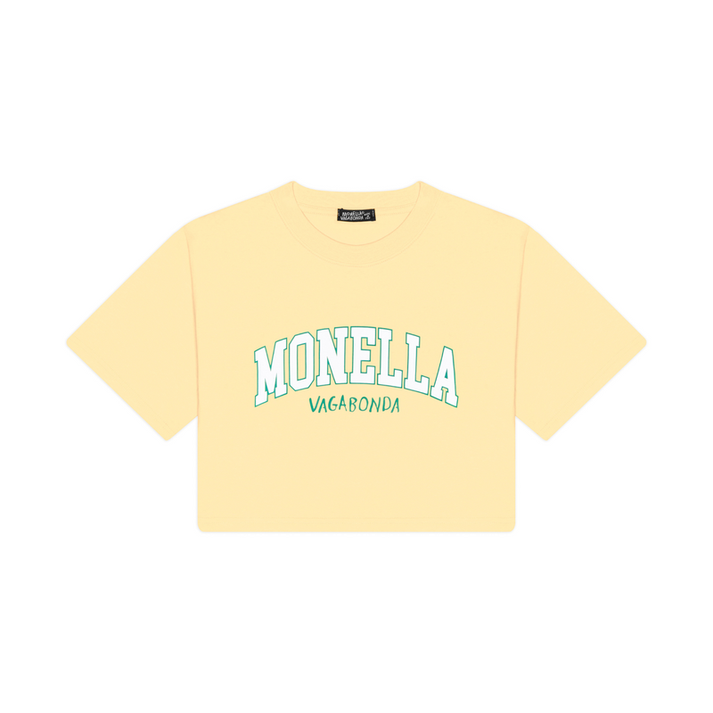 T-shirt crop Monella College - Giallo