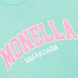 T-shirt crop Monella College - verde acqua