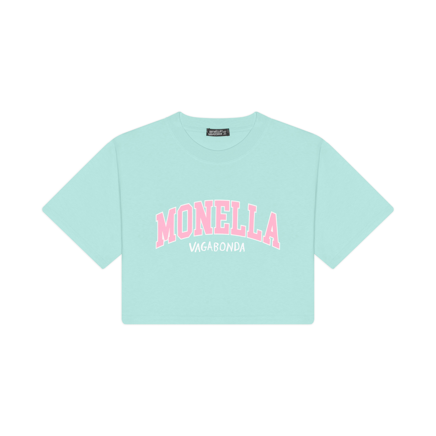 T-shirt crop Monella College - verde acqua